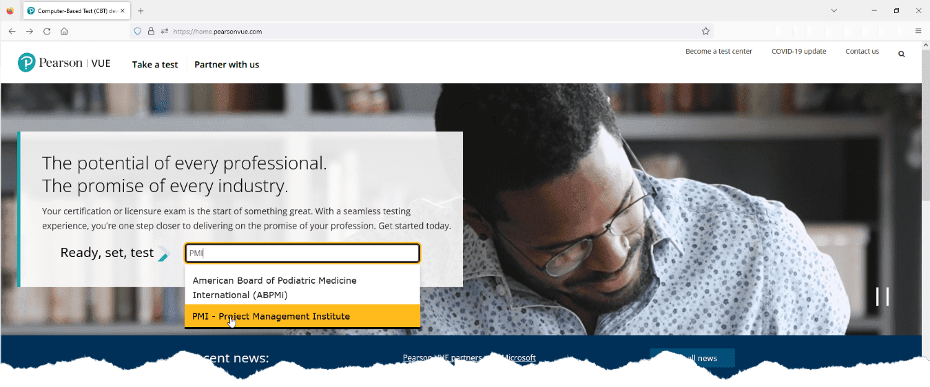 Booking PMI exam
