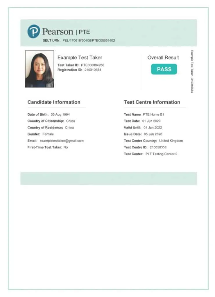 PTE Home Score Report